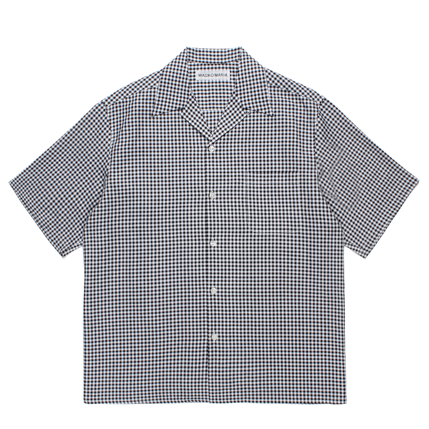 BEZ TEKSTIL / GINGHAM CHECK OPEN COLLAR SHIRT