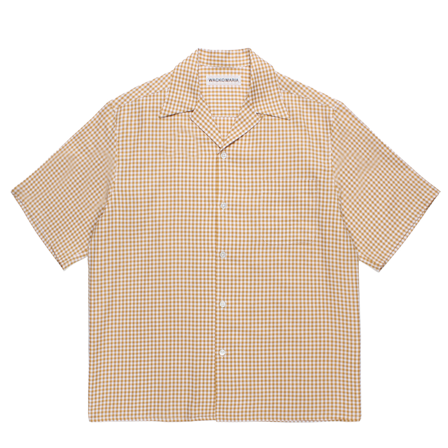 BEZ TEKSTIL / GINGHAM CHECK OPEN COLLAR SHIRT
