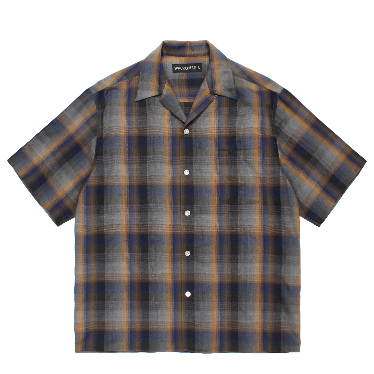 OMBRE CHECK OPEN COLLAR SHIRT S/S (TYPE-1)