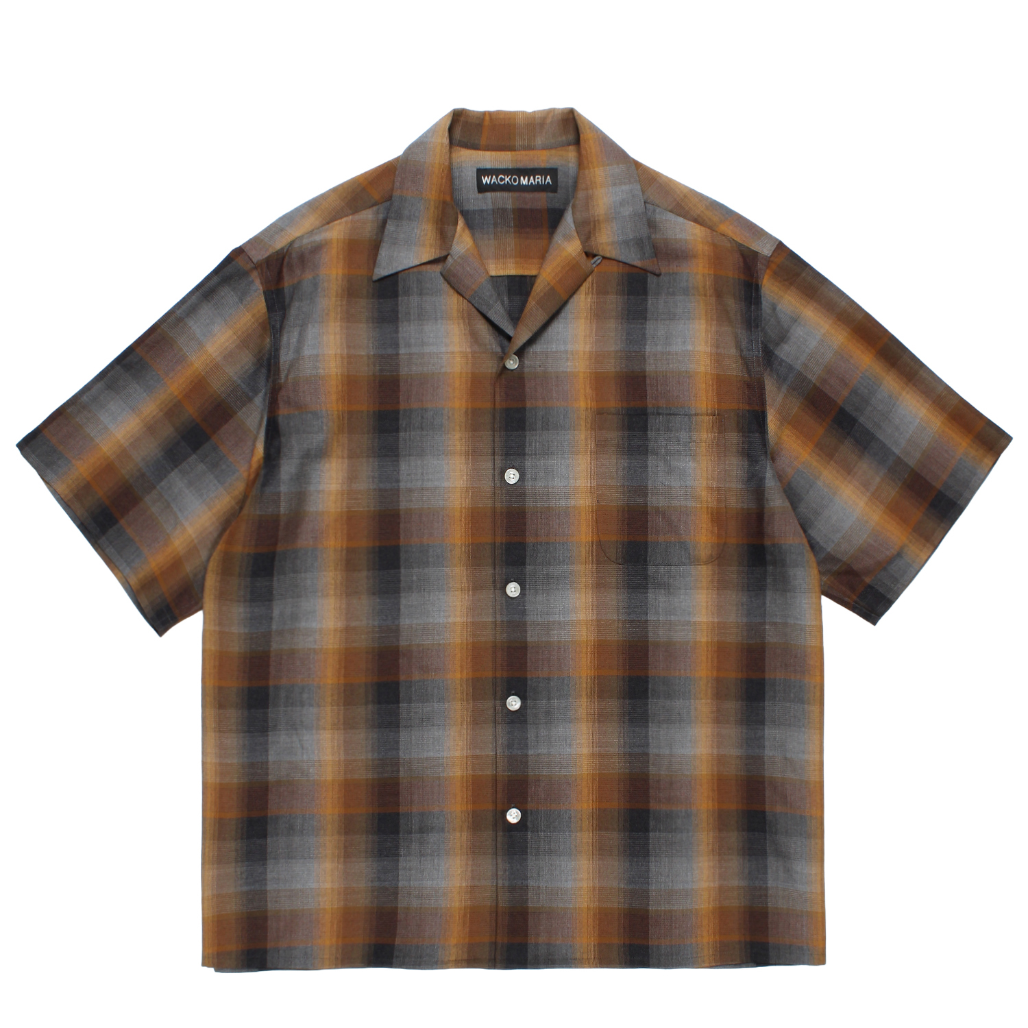 OMBRE CHECK OPEN COLLAR SHIRT S/S (TYPE-1)