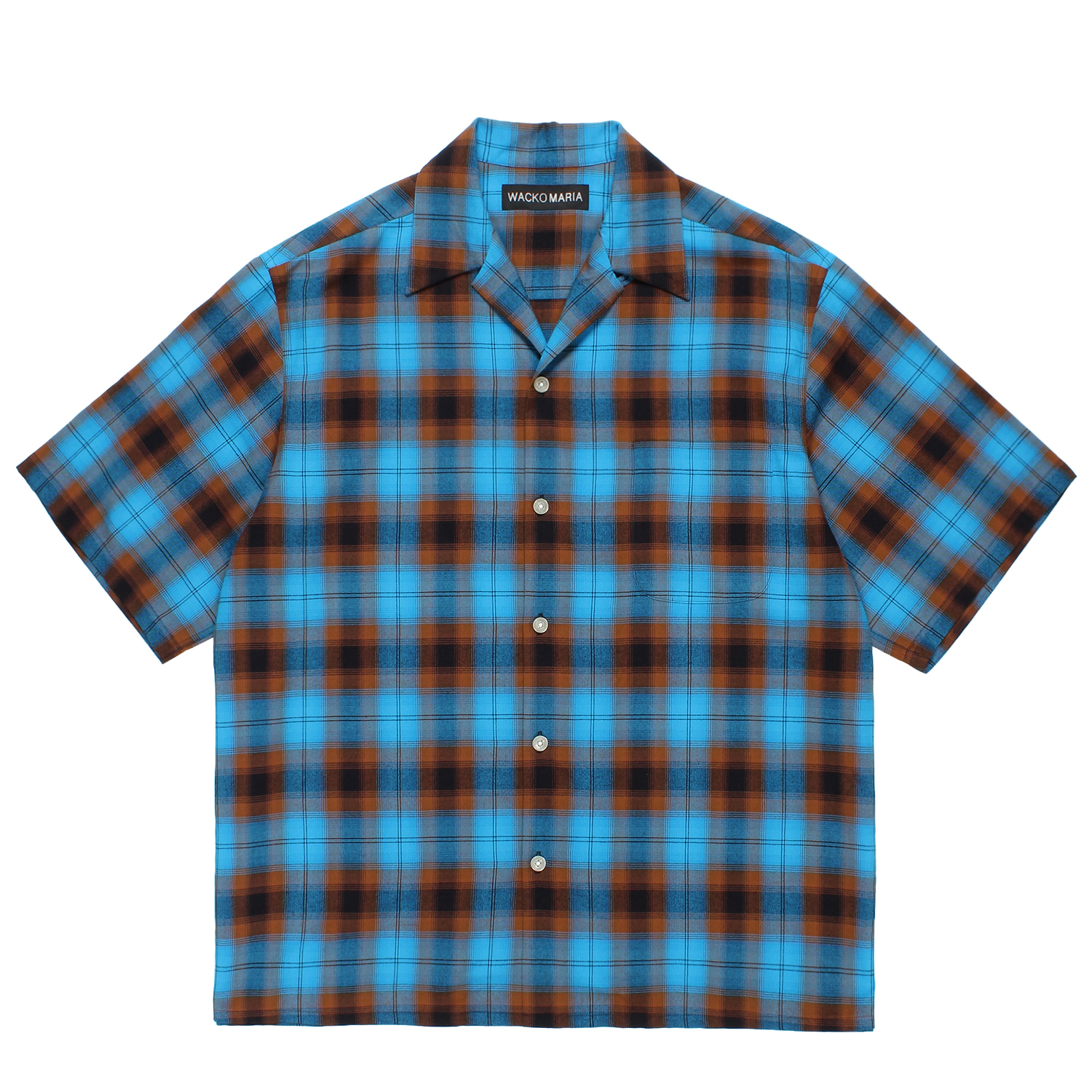 OMBRE CHECK OPEN COLLAR SHIRT S/S (TYPE-2)