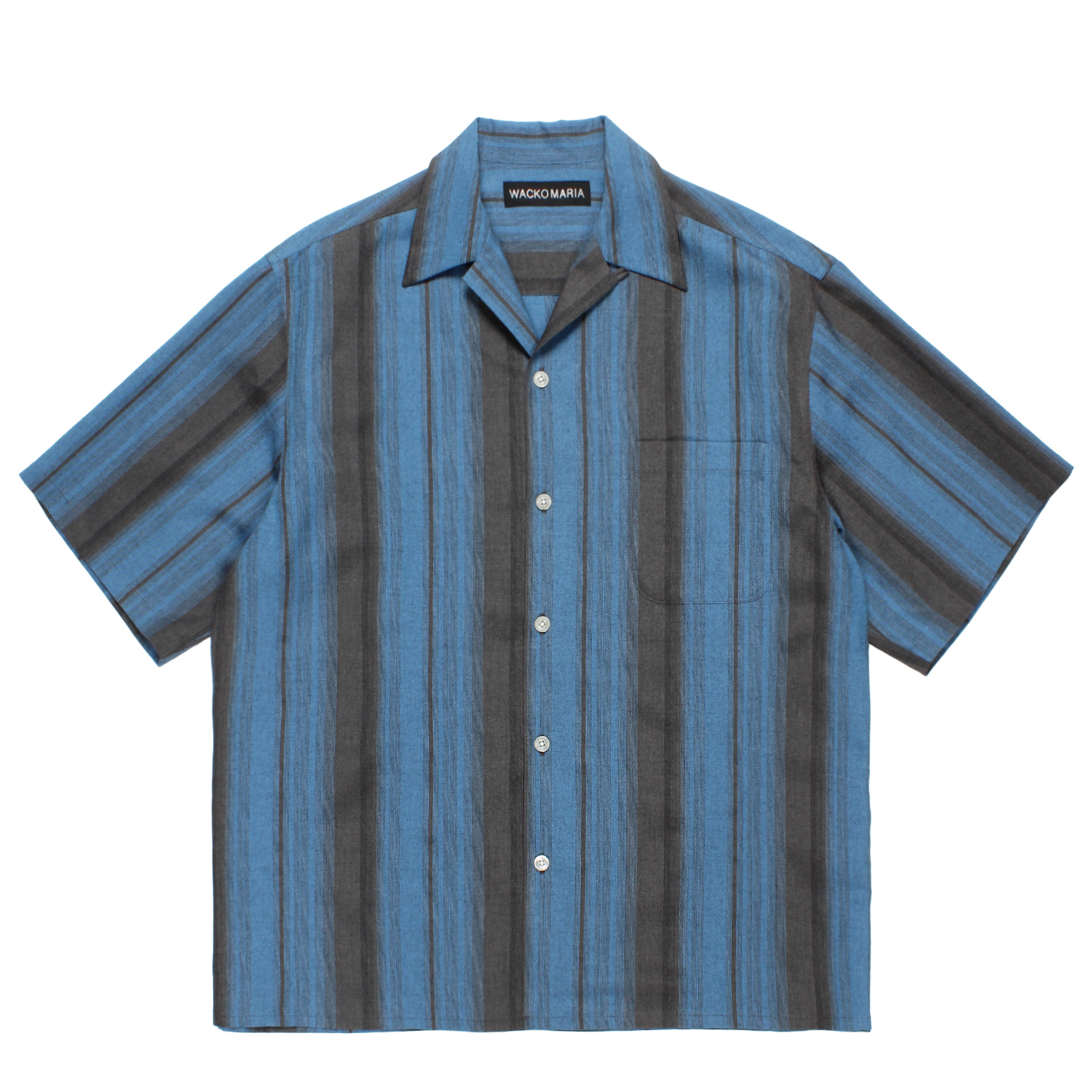 OMBRE STRIPED OPEN COLLAR SHIRT S/S