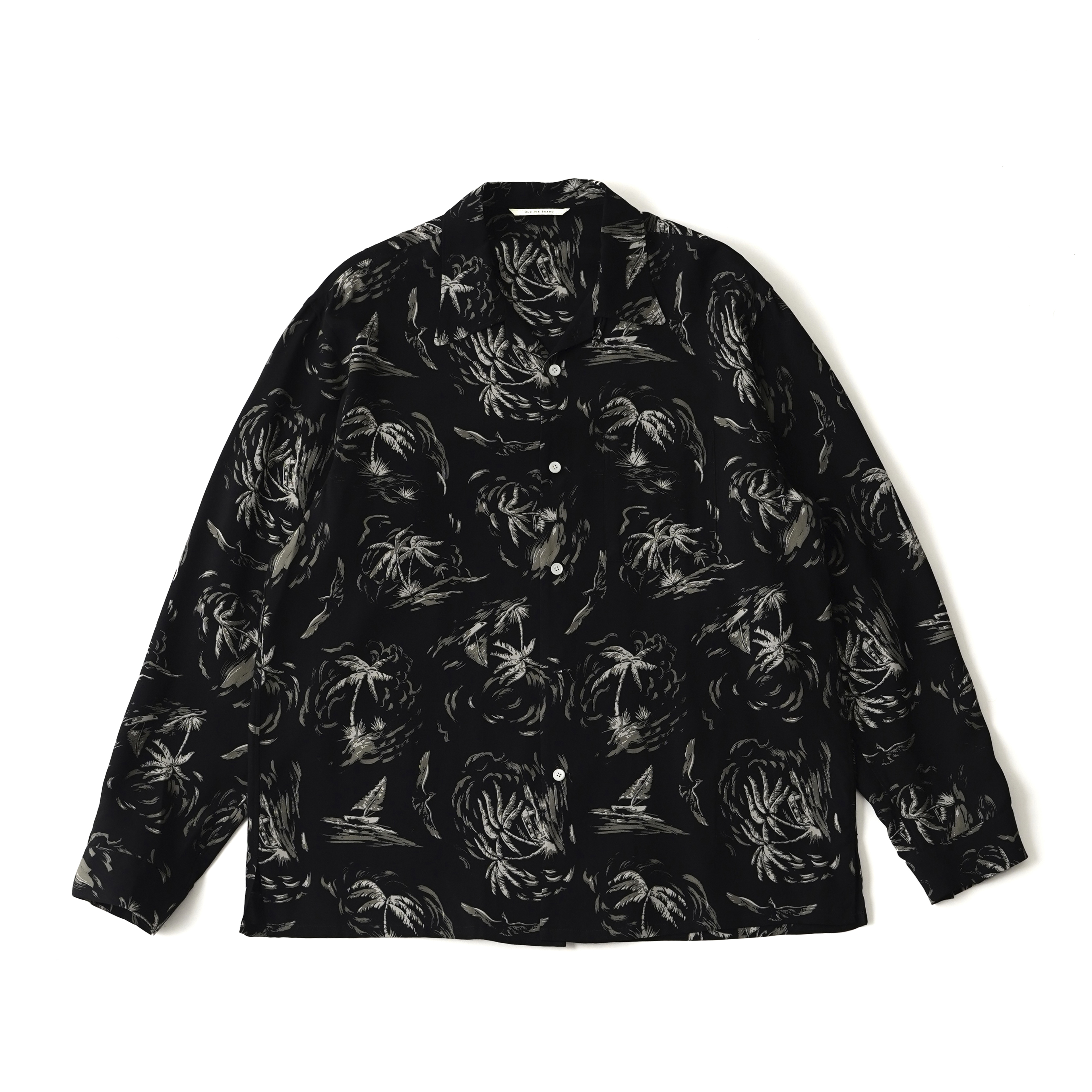 ORIGINAL PRINTED OPEN COLLAR SHIRTS (PALM TREE)Long-sleeve