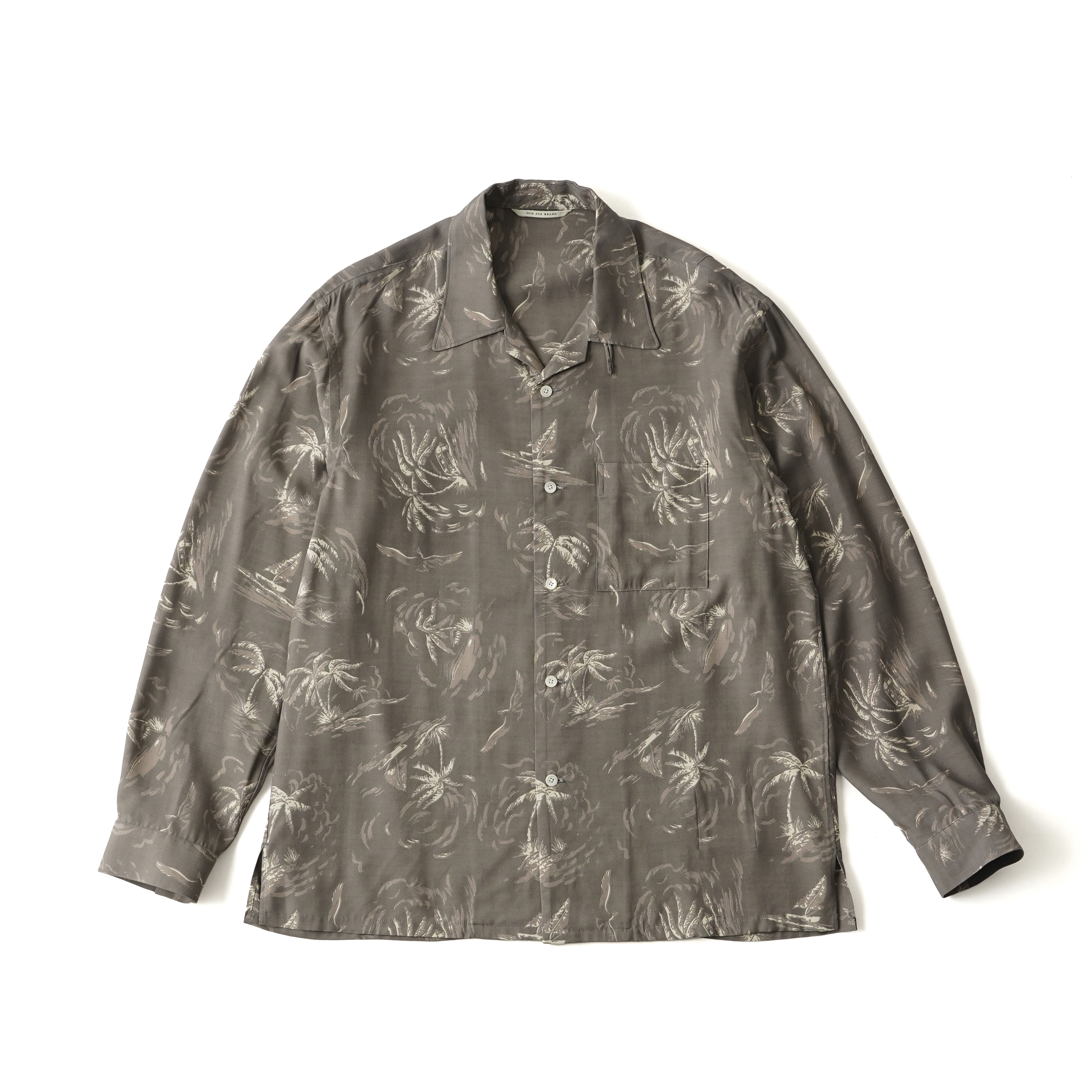 ORIGINAL PRINTED OPEN COLLAR SHIRTS (PALM TREE)Long-sleeve