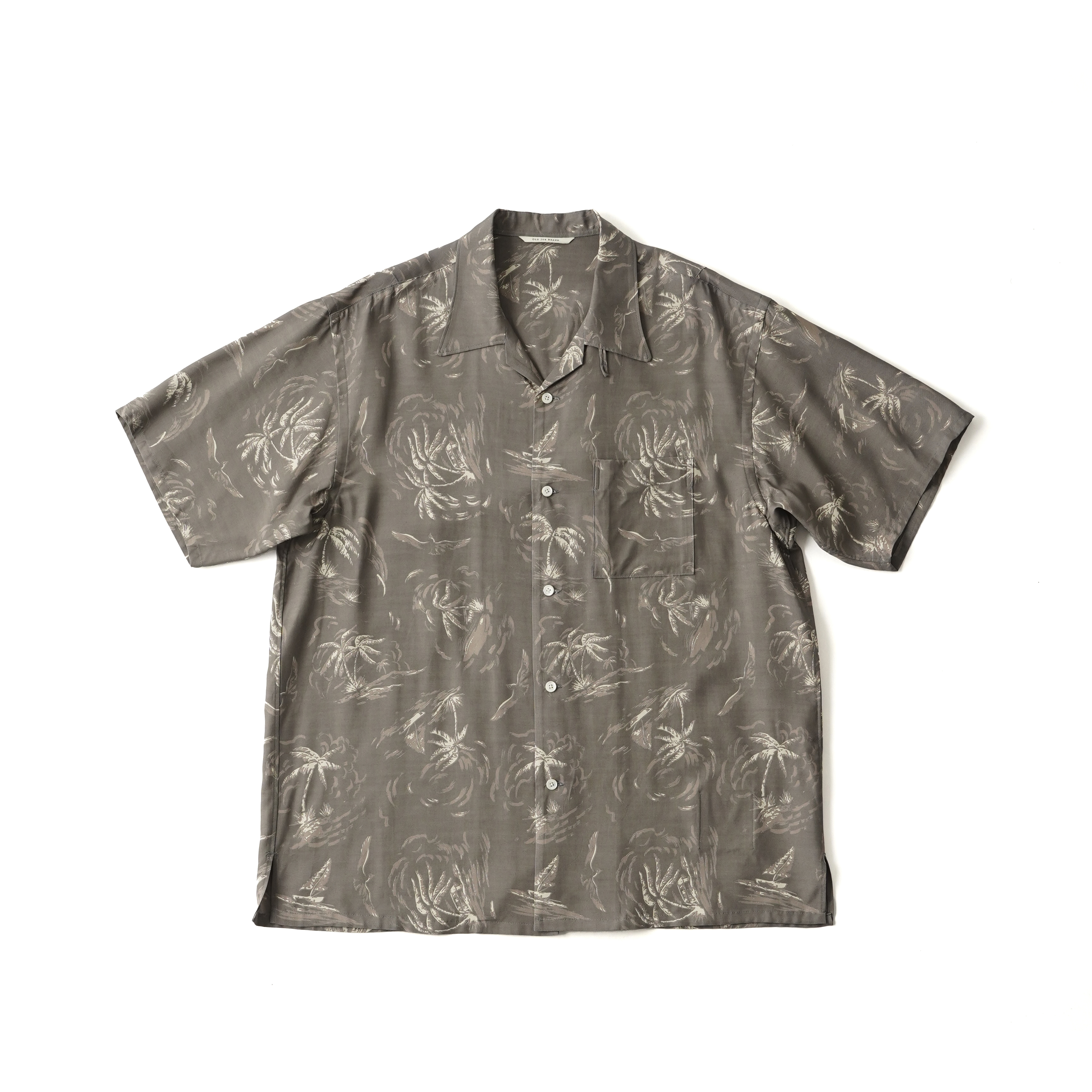 ORIGINAL PRINTED OPEN COLLAR SHIRTS (PALM TREE) Short-sleeve