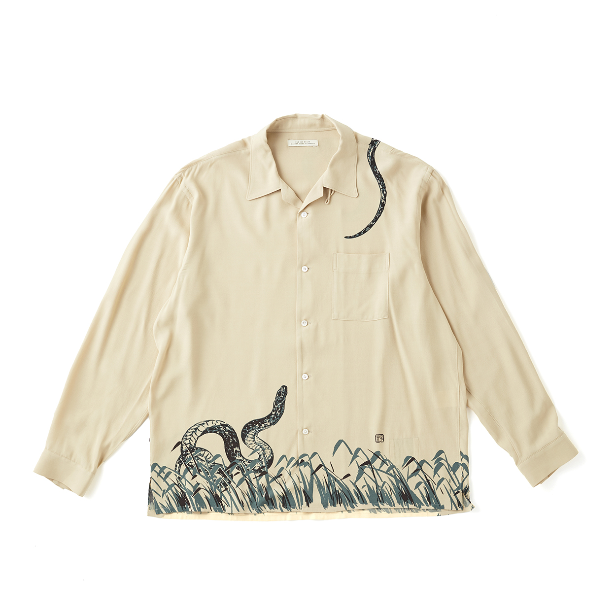 ORIGINAL PRINTED OPEN COLLAR SHIRTS “Hebi” Long-sleeve