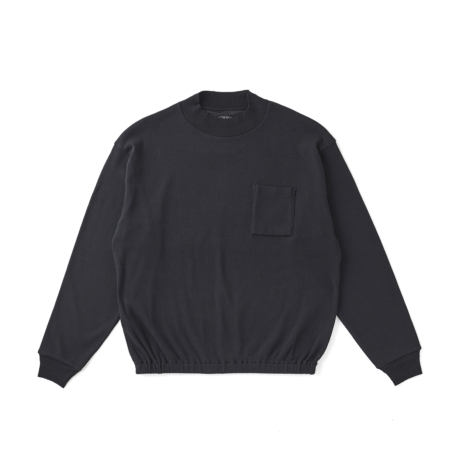 MOCK-NECK SILK NEP RIBED TOPS