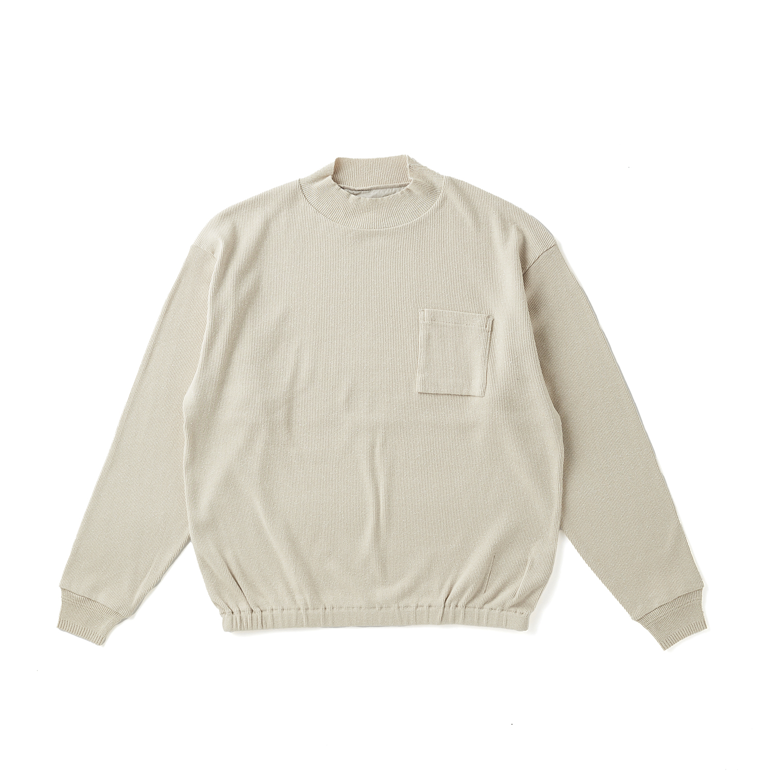 MOCK-NECK SILK NEP RIBED TOPS