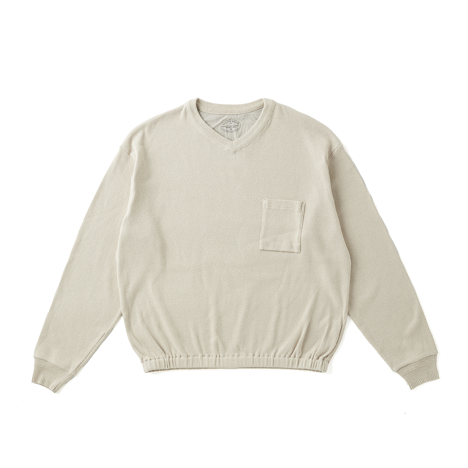 V-NECK SILK NEP RIBED TOPS