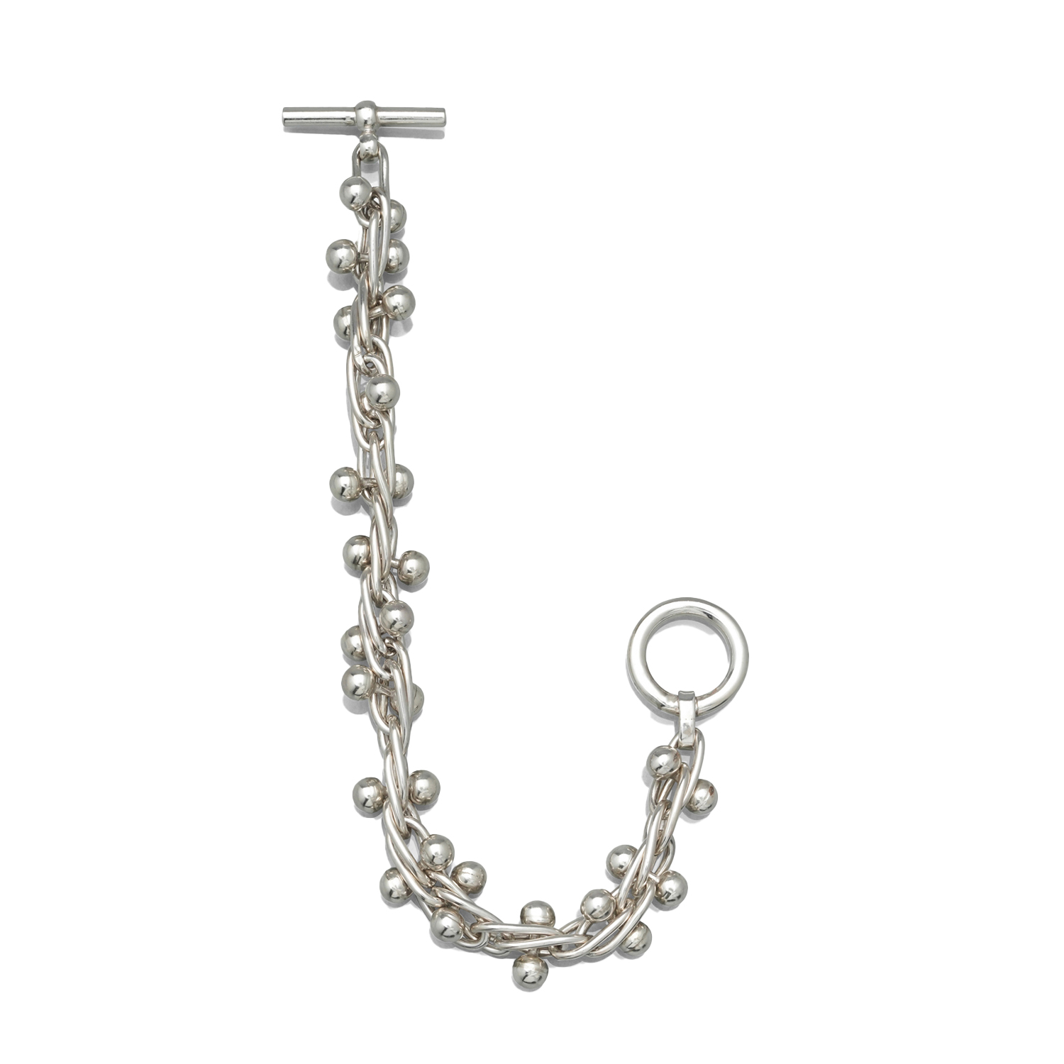 TAXCO SILVER BEADED BRACELET / Large